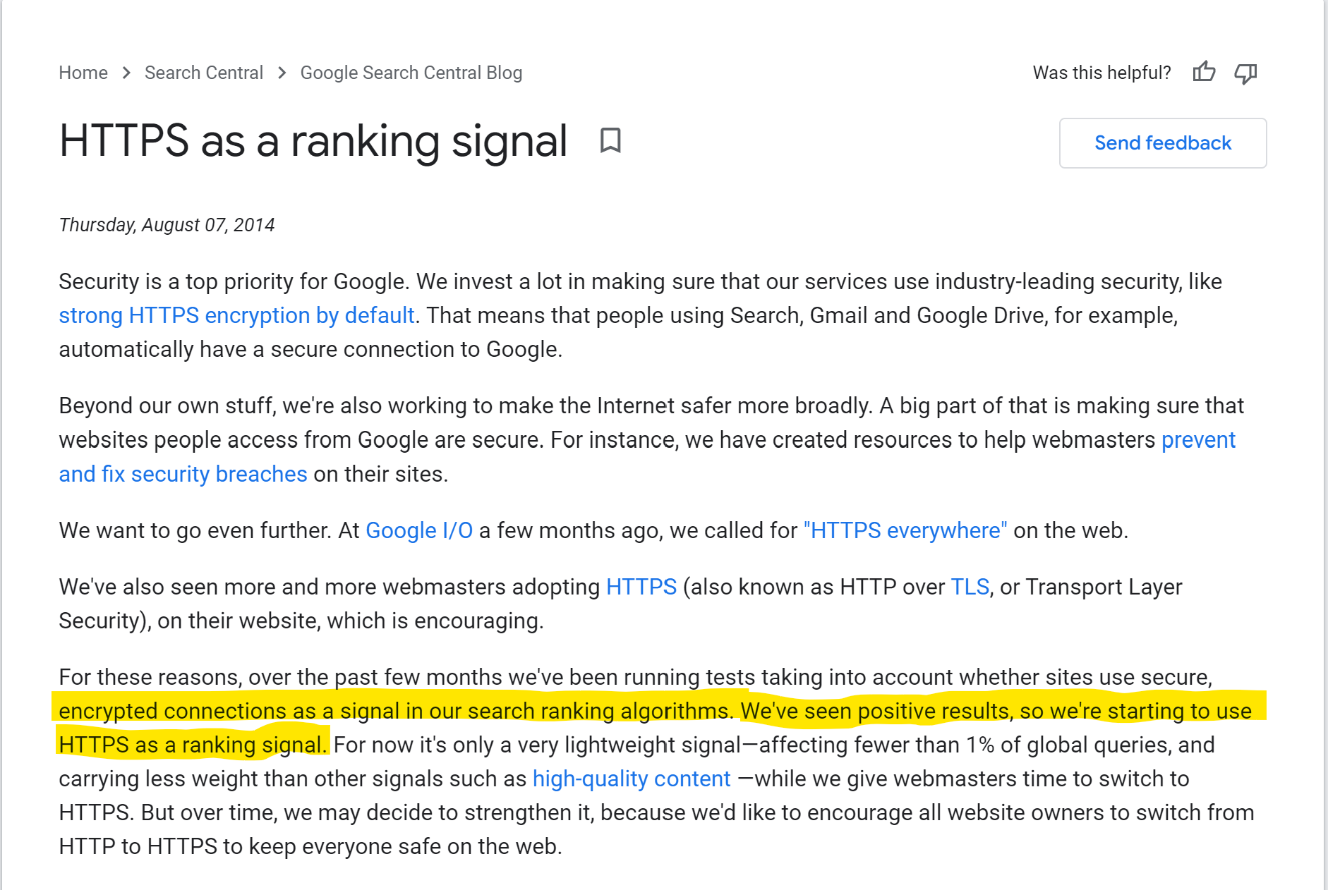 HTTPS impact in SEO